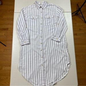 Dizzy Lizzy Designed in LA Lightweight Sheer Striped Button Shirt Womens XS Gray